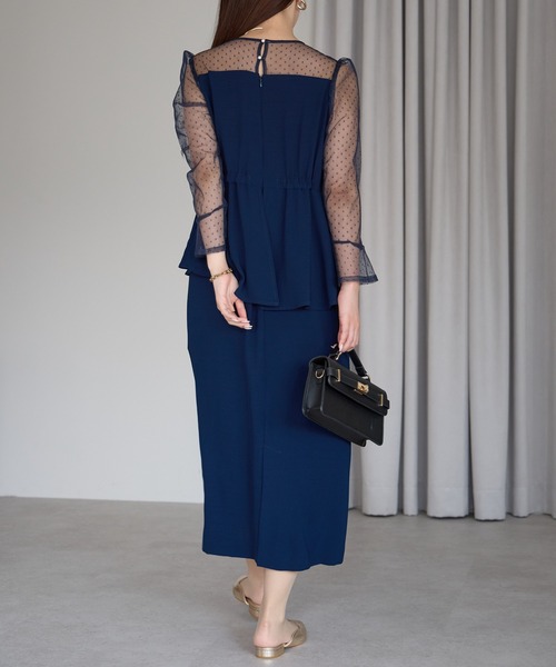 PREFERIR（プレフェリール）の「結婚式 オケージョン ドットチュール ペプラム ドレス/上品 フォーマル (S,M,L,XL)（ドレス・レディース・ネイビー/ブラウン/ブラック・MEDIUM/SMALL/X-LARGE/LARGE）」の17枚目の写真