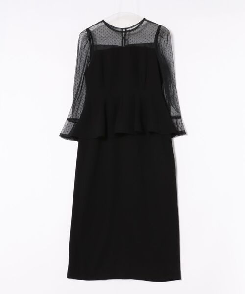 結婚式 オケージョン ドットチュール ペプラム ドレス/上品 フォーマル