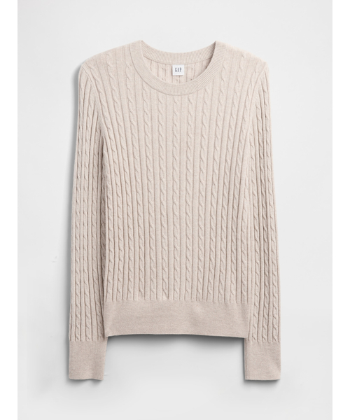GAP(ギャップ)の「CashSoft カシミヤタッチ ケーブルニット セーター(ニット/セーター・レディース・ネイビー/ブラウン/ベージュ/グレー・M/L/XL/XS/XXS/S)」の11枚目の写真