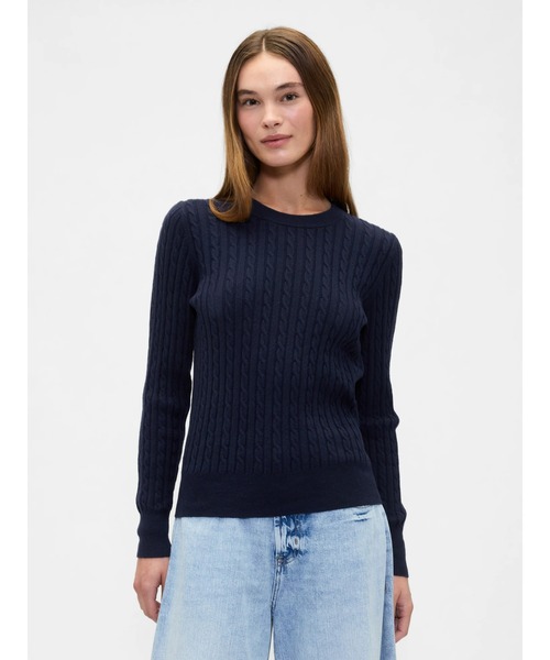 GAP(ギャップ)の「CashSoft カシミヤタッチ ケーブルニット セーター(ニット/セーター・レディース・ネイビー/ブラウン/ベージュ/グレー・M/L/XL/XS/XXS/S)」の1枚目の写真