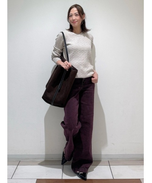 GAP(ギャップ)の「CashSoft カシミヤタッチ ケーブルニット セーター(ニット/セーター・レディース・ネイビー/ブラウン/ベージュ/グレー・M/L/XL/XS/XXS/S)」の13枚目の写真
