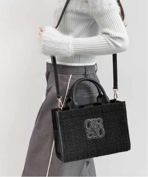 RANDA(ランダ)の「2WAY モノグラムデザイントートバッグ(トートバッグ・レディース・ベージュ/ブラック/アイボリー・FREE)」の8枚目の写真