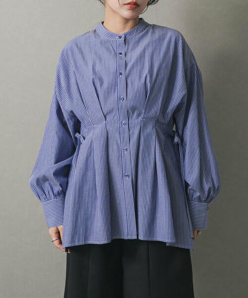 SENSE OF PLACE by URBAN RESEARCH（センスオブプレイスバイアーバンリサーチ）の「ウエストタックボリュームスリーブブラウス（シャツ/ブラウス・レディース・オフホワイト/モカ/ブルー系その他・ONE）」の3枚目の写真