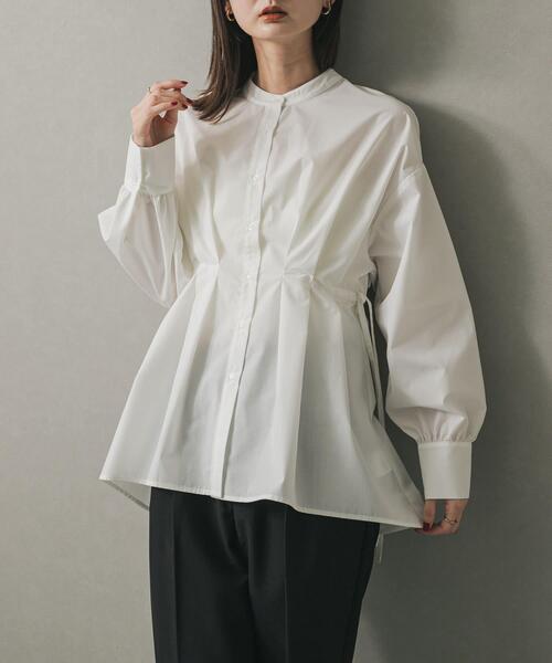 SENSE OF PLACE by URBAN RESEARCH（センスオブプレイスバイアーバンリサーチ）の「ウエストタックボリュームスリーブブラウス（シャツ/ブラウス・レディース・オフホワイト/モカ/ブルー系その他・ONE）」の2枚目の写真