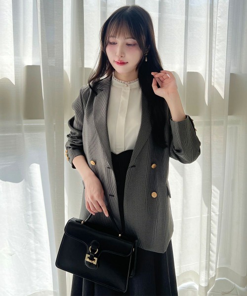 an another angelus（アンアナザーアンジェラス）の「ゴールド釦ダブルジャケット/fint フィント（その他アウター・レディース・グレー/ブラック×グレー/ブラウン・1/2）」の4枚目の写真