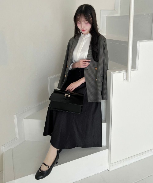 an another angelus（アンアナザーアンジェラス）の「ゴールド釦ダブルジャケット/fint フィント（その他アウター・レディース・グレー/ブラック×グレー/ブラウン・1/2）」の5枚目の写真