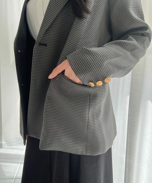 an another angelus（アンアナザーアンジェラス）の「ゴールド釦ダブルジャケット/fint フィント（その他アウター・レディース・グレー/ブラック×グレー/ブラウン・1/2）」の7枚目の写真