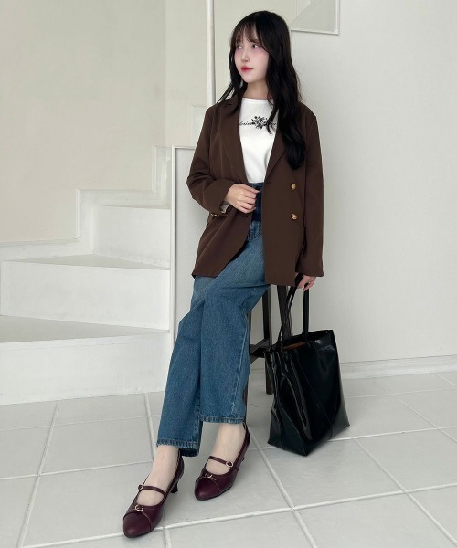 an another angelus（アンアナザーアンジェラス）の「ゴールド釦ダブルジャケット/fint フィント（その他アウター・レディース・グレー/ブラック×グレー/ブラウン・1/2）」の11枚目の写真