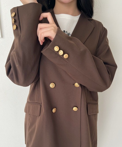 an another angelus（アンアナザーアンジェラス）の「ゴールド釦ダブルジャケット/fint フィント（その他アウター・レディース・グレー/ブラック×グレー/ブラウン・1/2）」の12枚目の写真