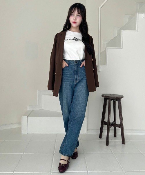 an another angelus（アンアナザーアンジェラス）の「ゴールド釦ダブルジャケット/fint フィント（その他アウター・レディース・グレー/ブラック×グレー/ブラウン・1/2）」の15枚目の写真