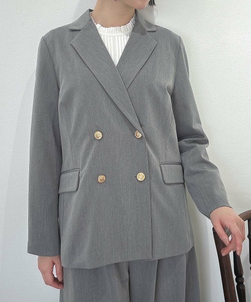 an another angelus（アンアナザーアンジェラス）の「ゴールド釦ダブルジャケット/fint フィント（その他アウター・レディース・グレー/ブラック×グレー/ブラウン・1/2）」の18枚目の写真