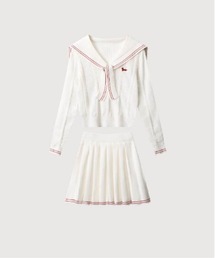 LA POMME petit(|~Ev`)Sailor Collar Knit Skirt Set Up(ZbgAbv)