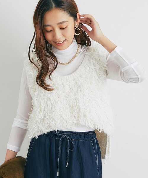 un dix cors（アンディコール）の「《リラクシーな着心地》シアーフライスタートルネック（Tシャツ/カットソー・レディース・イエロー/ブラック/サックスブルー/オフホワイト・FREE）」の2枚目の写真