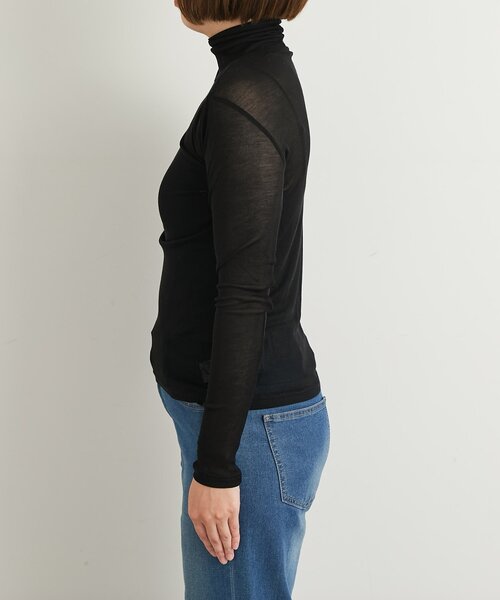 un dix cors（アンディコール）の「《リラクシーな着心地》シアーフライスタートルネック（Tシャツ/カットソー・レディース・イエロー/ブラック/サックスブルー/オフホワイト・FREE）」の6枚目の写真