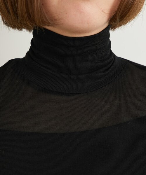 un dix cors（アンディコール）の「《リラクシーな着心地》シアーフライスタートルネック（Tシャツ/カットソー・レディース・イエロー/ブラック/サックスブルー/オフホワイト・FREE）」の8枚目の写真