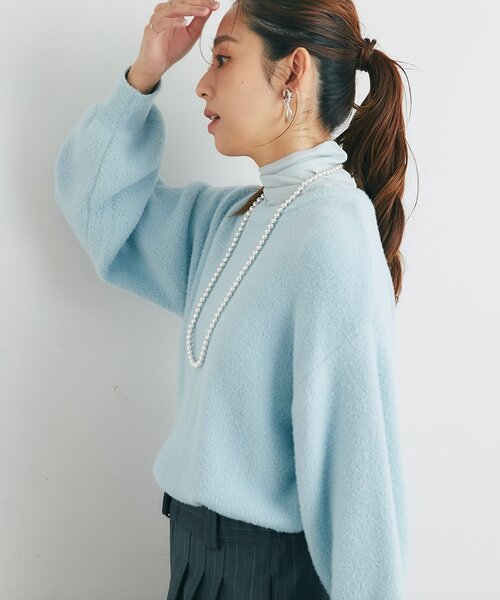 un dix cors（アンディコール）の「《リラクシーな着心地》シアーフライスタートルネック（Tシャツ/カットソー・レディース・イエロー/ブラック/サックスブルー/オフホワイト・FREE）」の13枚目の写真