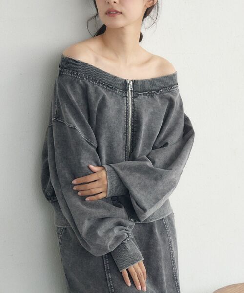 RETRO GIRL(レトロガール)の「【セットアップ対応】WZIPスウェット(スウェット・レディース・ブラウン/ライトグレー/チャコールグレー・FREE)」の2枚目の写真