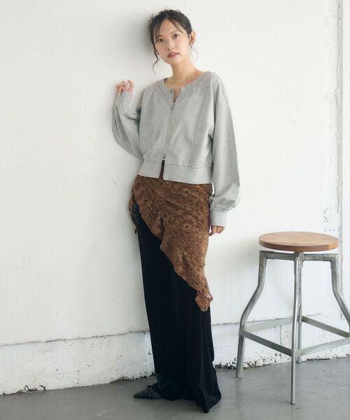 RETRO GIRL(レトロガール)の「【セットアップ対応】WZIPスウェット(スウェット・レディース・ブラウン/ライトグレー/チャコールグレー・FREE)」の13枚目の写真