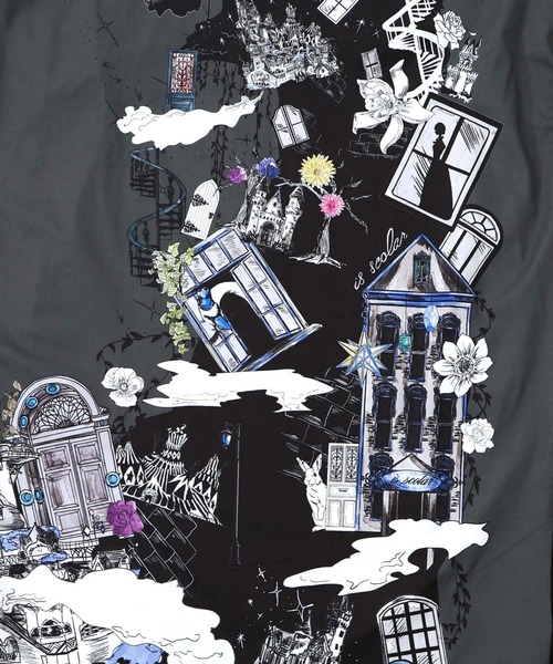 iS ScoLar 553239：不思議な街柄タック入りワンピース iS ScoLar（イズスカラー） ワンピース 553239：不思議な街柄タック