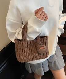 LETee（レティー）の「ニットハンドバッグ/ニット素材/マチあり/ちびポーチ付（ハンドバッグ）」