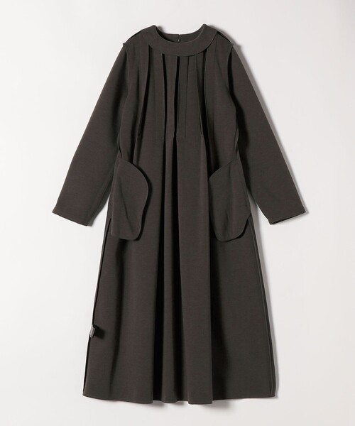 SHIPS any: エア ニードル クルーネック タック フレア ワンピース