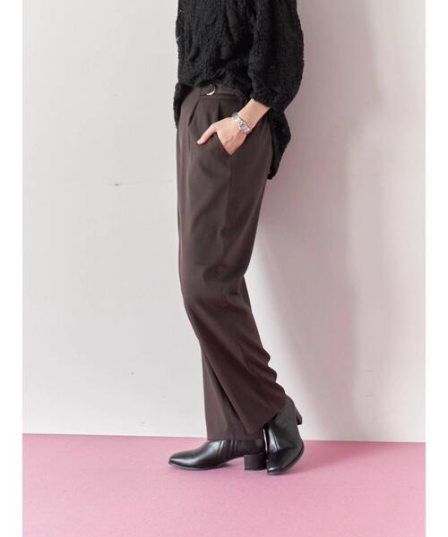 Samansa Mos2 blue(サマンサモスモスブルー)の「【イージーケア】サイドタブストレートパンツ(その他パンツ・レディース・ベージュ/ブラウン/ブラック・F)」の18枚目の写真