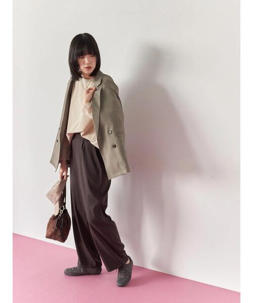 Samansa Mos2 blue(サマンサモスモスブルー)の「【イージーケア】サイドタブストレートパンツ(その他パンツ・レディース・ベージュ/ブラウン/ブラック・F)」の7枚目の写真