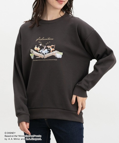 Honeys（ハニーズ）の「【ハニぽか】プーさん／ゆるトップス（スウェット・レディース・スミクロ/オートミール/杢グレー/スモーキーグリーン系・S/M/LL/L）」の2枚目の写真