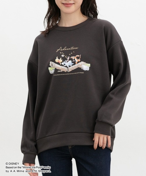 Honeys（ハニーズ）の「【ハニぽか】プーさん／ゆるトップス（スウェット・レディース・スミクロ/オートミール/杢グレー/スモーキーグリーン系・S/M/LL/L）」の22枚目の写真