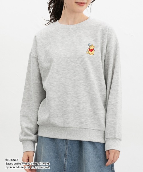 Honeys（ハニーズ）の「【ハニぽか】プーさん／ゆるトップス（スウェット・レディース・スミクロ/オートミール/杢グレー/スモーキーグリーン系・S/M/LL/L）」の14枚目の写真