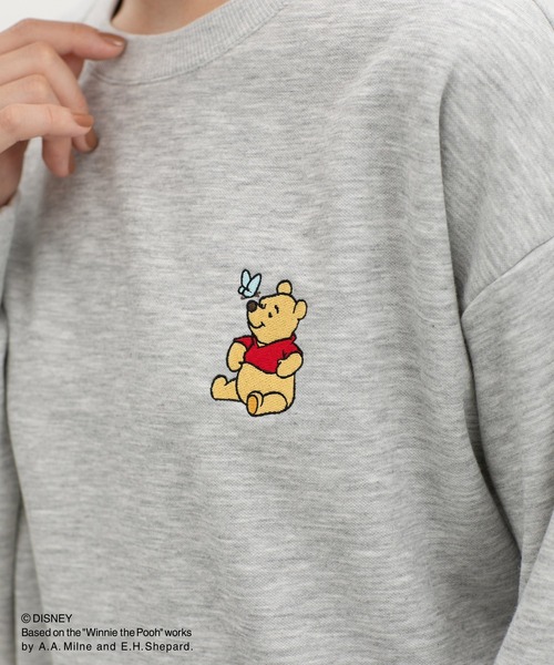 Honeys（ハニーズ）の「【ハニぽか】プーさん／ゆるトップス（スウェット・レディース・スミクロ/オートミール/杢グレー/スモーキーグリーン系・S/M/LL/L）」の10枚目の写真