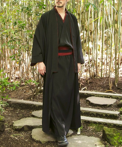 倭物やカヤ(ワモノヤカヤ)の「【倭物やカヤ】倭の晴れ着 着物メンズ羽織(カーディガン/ボレロ・メンズ・ブラウン/スミクロ/ネイビー・FREE)」の2枚目の写真