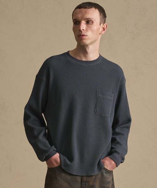 PUBLIC TOKYO(パブリックトウキョウ)の「ラウンドヘムサーマルロンTEE(Tシャツ/カットソー・メンズ・グレイッシュベージュ/グレー/ダークグレー・1/2)」の15枚目の写真