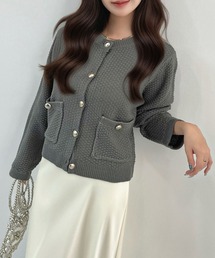 CHARME BY MICOLA（シャルムバイミコラ）の「AWトレンド★配色ステッチデザイン♪ゴールドボタンニットカーディガン（カーディガン/ボレロ）」