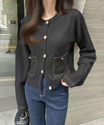 CHARME BY MICOLA（シャルムバイミコラ）の「AWトレンド★配色ステッチデザイン♪ゴールドボタンニットカーディガン（カーディガン/ボレロ）」
