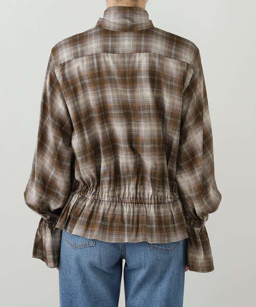 JANE SMITH / JOHN SMITH（ジェーンスミスジョンスミス）の「【JANE SMITH】PRINT CHECK BOW TIE GATHER SH:シャツ（シャツ/ブラウス・レディース・ブラウン・38）」の3枚目の写真