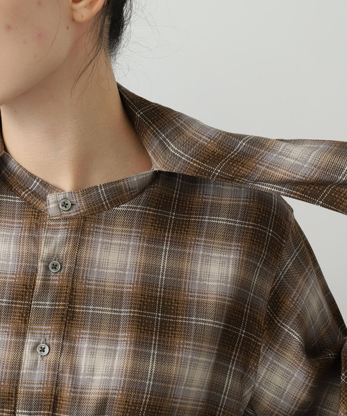 JANE SMITH / JOHN SMITH（ジェーンスミスジョンスミス）の「【JANE SMITH】PRINT CHECK BOW TIE GATHER SH:シャツ（シャツ/ブラウス・レディース・ブラウン・38）」の7枚目の写真