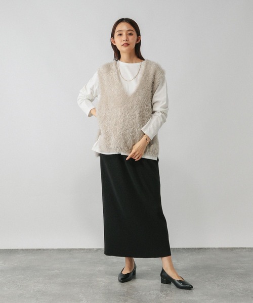 GLOBAL WORK（グローバルワーク）の「シャギーベスト＊長袖セット/581162（ベスト・レディース・チャコールグレー/アイボリー/ダークブラウン・MEDIUM/LARGE）」の17枚目の写真