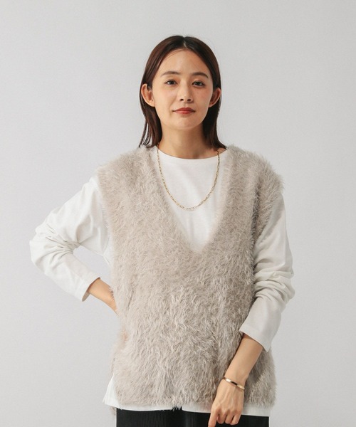 GLOBAL WORK（グローバルワーク）の「シャギーベスト＊長袖セット/581162（ベスト・レディース・チャコールグレー/アイボリー/ダークブラウン・MEDIUM/LARGE）」の18枚目の写真