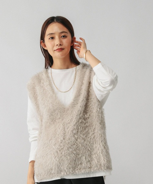 GLOBAL WORK（グローバルワーク）の「シャギーベスト＊長袖セット/581162（ベスト・レディース・チャコールグレー/アイボリー/ダークブラウン・MEDIUM/LARGE）」の19枚目の写真