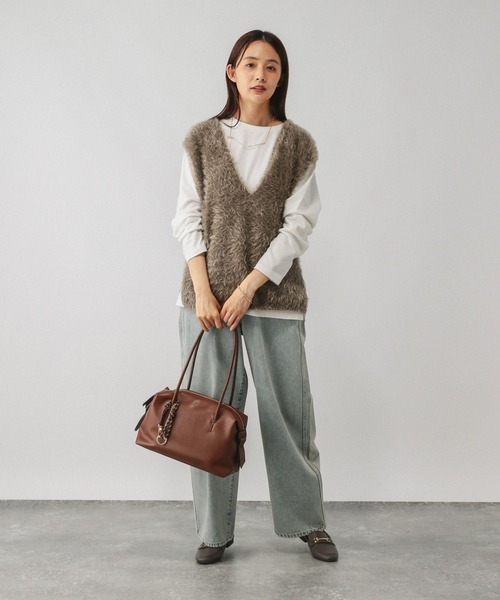 GLOBAL WORK（グローバルワーク）の「シャギーベスト＊長袖セット/581162（ベスト・レディース・チャコールグレー/アイボリー/ダークブラウン・MEDIUM/LARGE）」の21枚目の写真