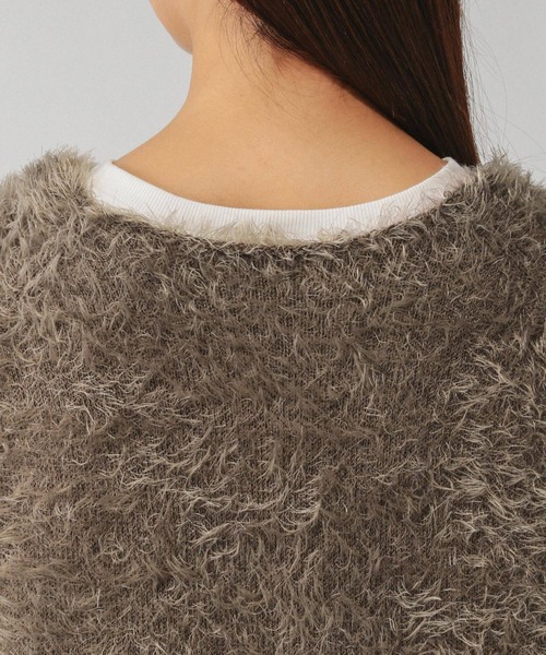 GLOBAL WORK（グローバルワーク）の「シャギーベスト＊長袖セット/581162（ベスト・レディース・チャコールグレー/アイボリー/ダークブラウン・MEDIUM/LARGE）」の7枚目の写真