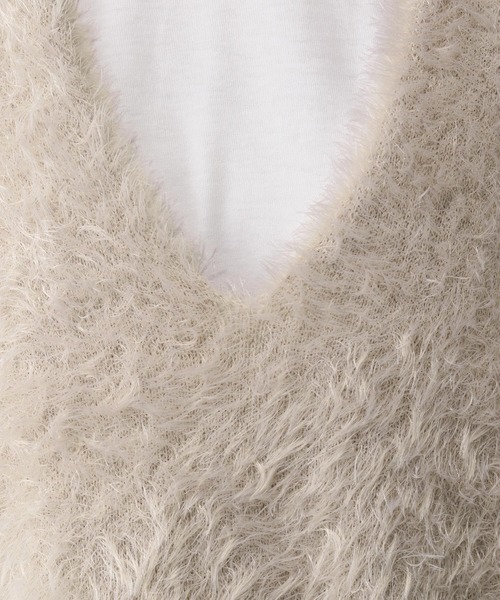 GLOBAL WORK（グローバルワーク）の「シャギーベスト＊長袖セット/581162（ベスト・レディース・チャコールグレー/アイボリー/ダークブラウン・MEDIUM/LARGE）」の13枚目の写真