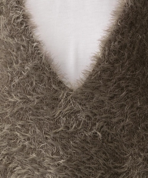 GLOBAL WORK（グローバルワーク）の「シャギーベスト＊長袖セット/581162（ベスト・レディース・チャコールグレー/アイボリー/ダークブラウン・MEDIUM/LARGE）」の14枚目の写真