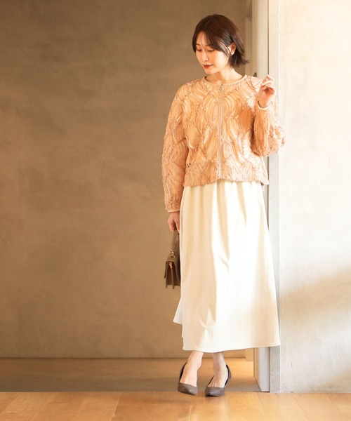 Ehre style(エーレスタイル)の「昼も夜も 日常も特別も 華やかカーデ(カーディガン/ボレロ・レディース・アイボリー/ブラック/ピンクベージュ・FREE)」の11枚目の写真