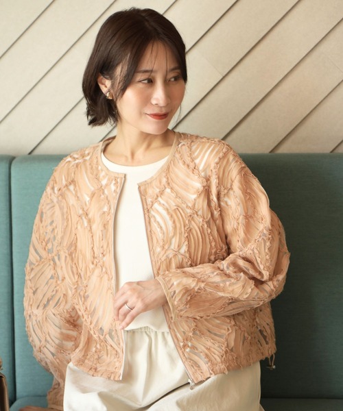 Ehre style(エーレスタイル)の「昼も夜も 日常も特別も 華やかカーデ(カーディガン/ボレロ・レディース・アイボリー/ブラック/ピンクベージュ・FREE)」の19枚目の写真