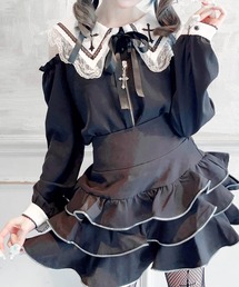 肩開きクロス刺繍ブラウス