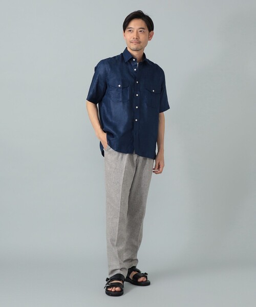 BEAMS F（ビームスエフ）の「CORDINGS / リネン ショートスリーブ シャツ（シャツ/ブラウス・メンズ・ネイビー/グレー・16/15 /14.5/15.5）」の17枚目の写真
