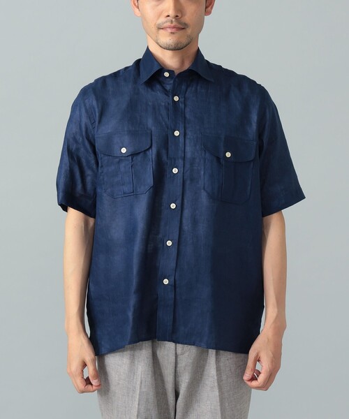 BEAMS F（ビームスエフ）の「CORDINGS / リネン ショートスリーブ シャツ（シャツ/ブラウス・メンズ・ネイビー/グレー・16/15 /14.5/15.5）」の19枚目の写真