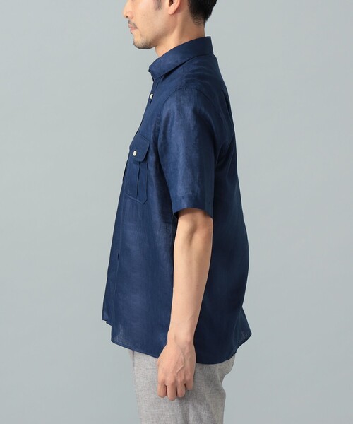BEAMS F（ビームスエフ）の「CORDINGS / リネン ショートスリーブ シャツ（シャツ/ブラウス・メンズ・ネイビー/グレー・16/15 /14.5/15.5）」の20枚目の写真